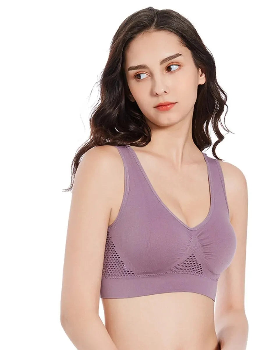 Seamless Mesh Women Sports Bras Fitness Gym Running Underwear Shockproof Bra Wireless 6XL Plus Size Crop Top Breathable Yoga Bra