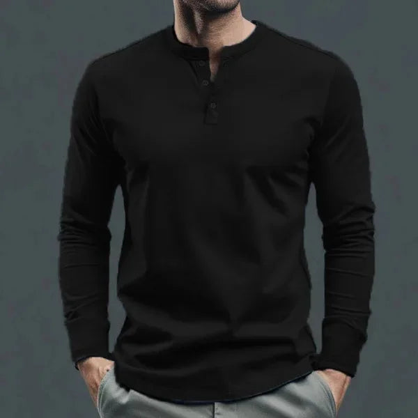 Cross-border Spring and Autumn Clothing European and American Men's T-Shirt Long-sleeved Men's Base Henry Shirt