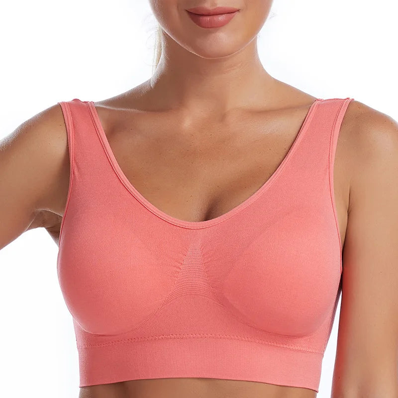 Women Sexy Bra Plus Size Seamless Breathable Brassiere Wire Free Bralette Underwear Comfortable Active Padded Brassiere Crop Top