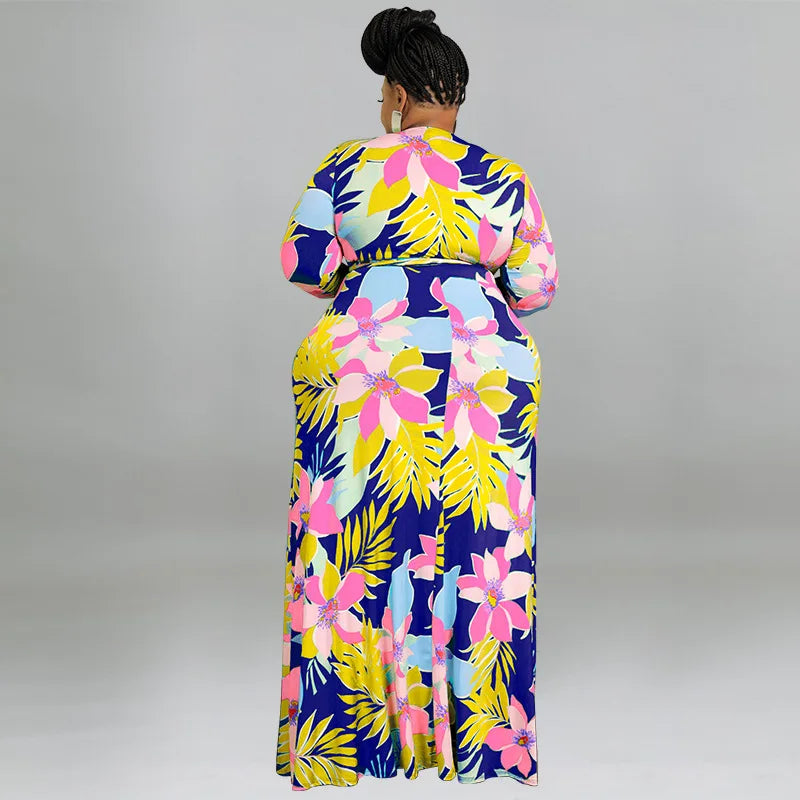 XL-5XL Plus Size Clothes Dresses Women Robes Summer Spring Long Sleeve Street Style Casual 3XL 4XL Big Size Maxi Dress Oversize