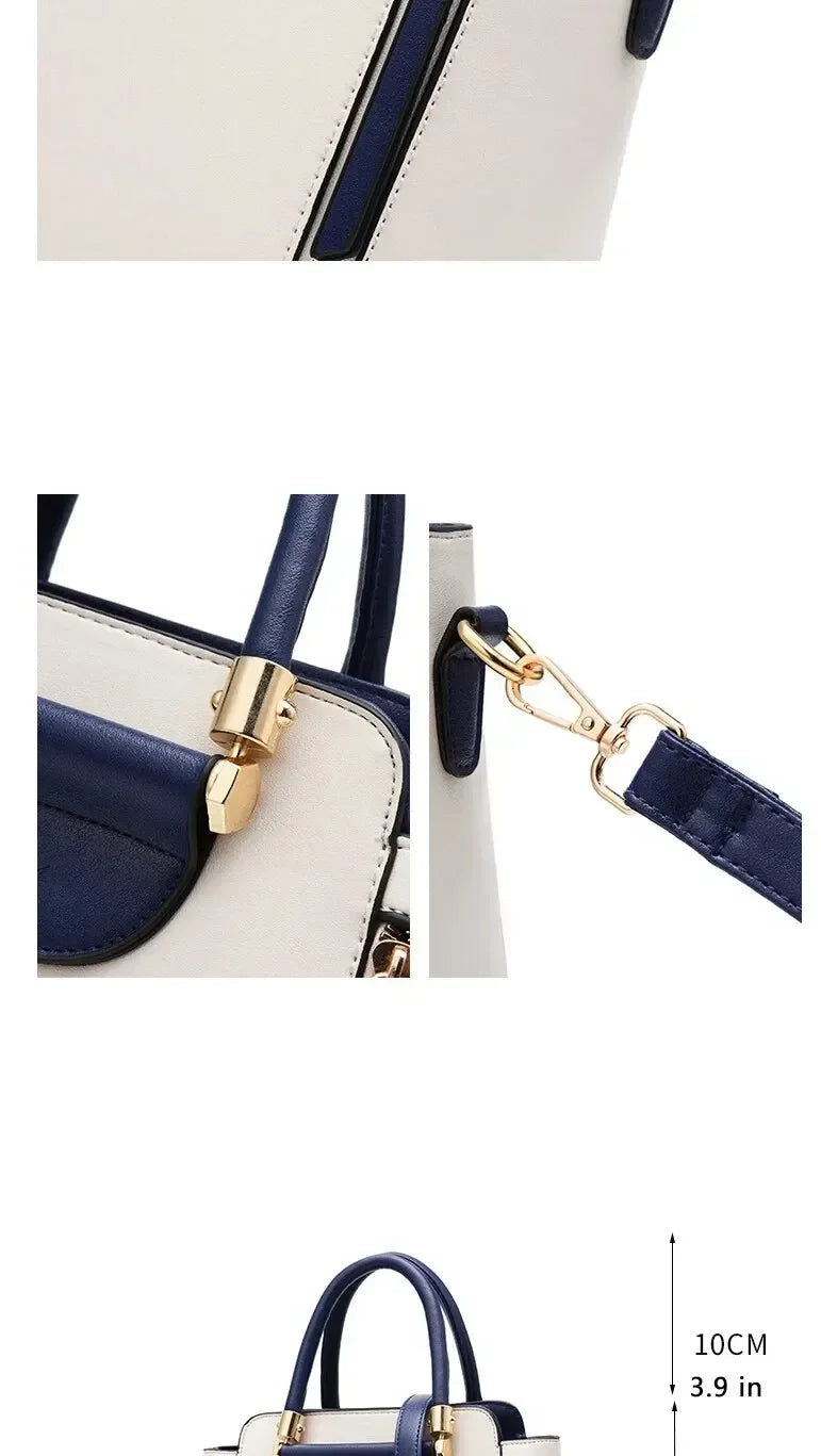 Fashion Color Contrast Handbag, Stitching Striped Crossbody Bag Women's Elegant Office & Work Purse