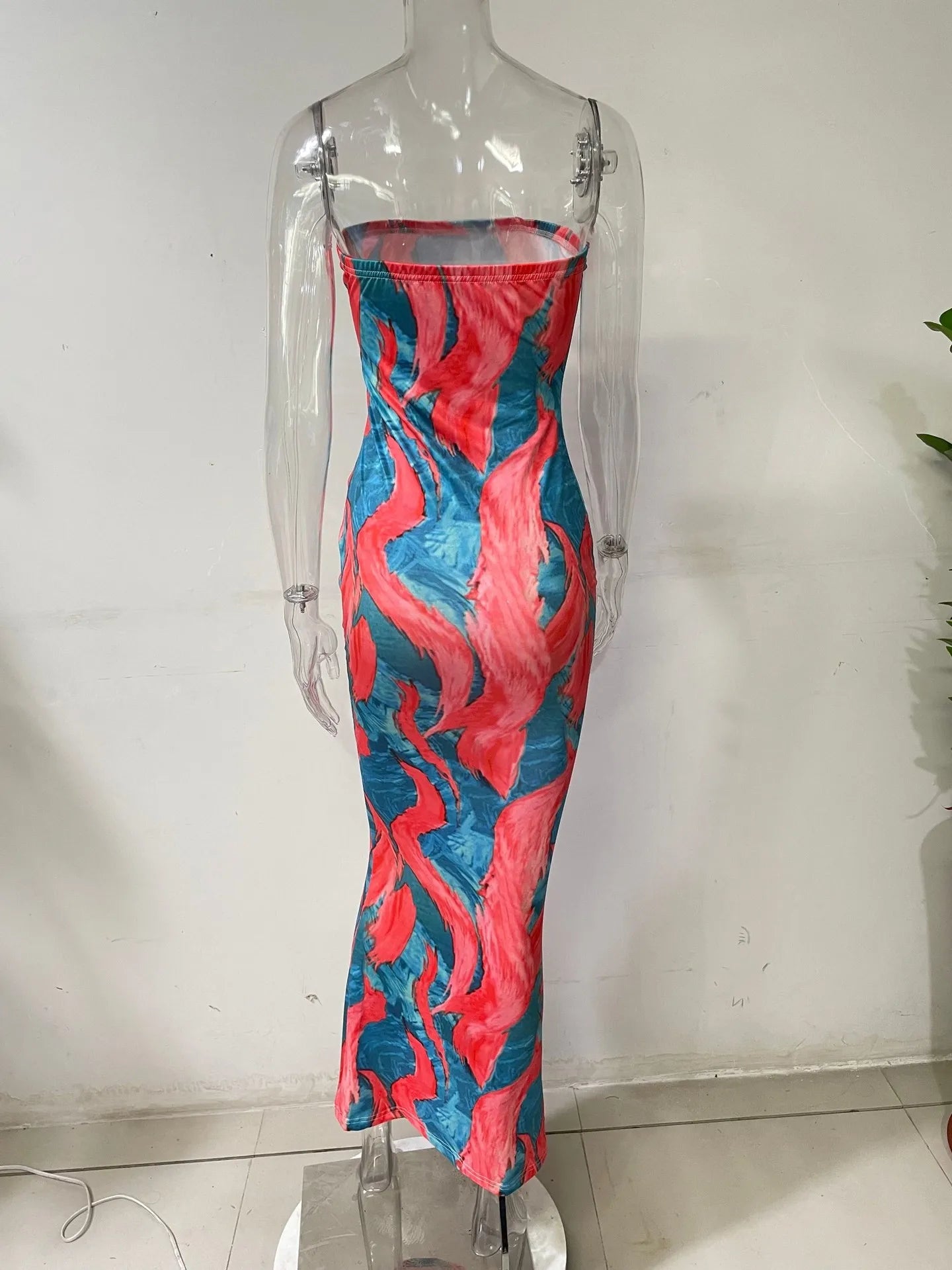 Sexy Boho Style Colorful Striped Tie-dyed Long Maxi Dress Women Strapless Sleeveless Bodycon Dress Elegant Club Party Vestidos