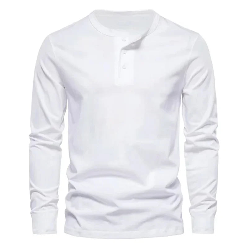 Cross-border Spring and Autumn Clothing European and American Men's T-Shirt Long-sleeved Men's Base Henry Shirt