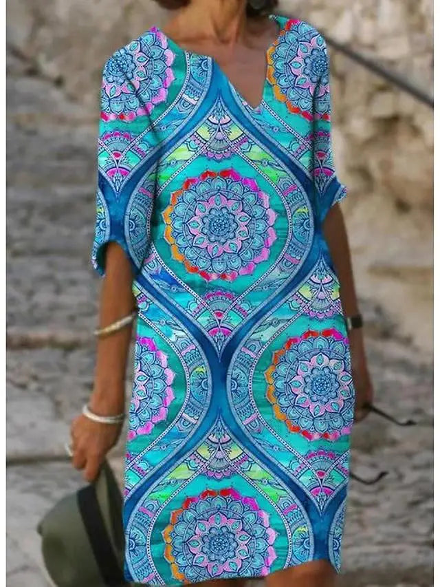 New Spring Women Loose Vintage Ruffles Dress Summer Large Big Printed Boho Casual Party Elegant Dresses