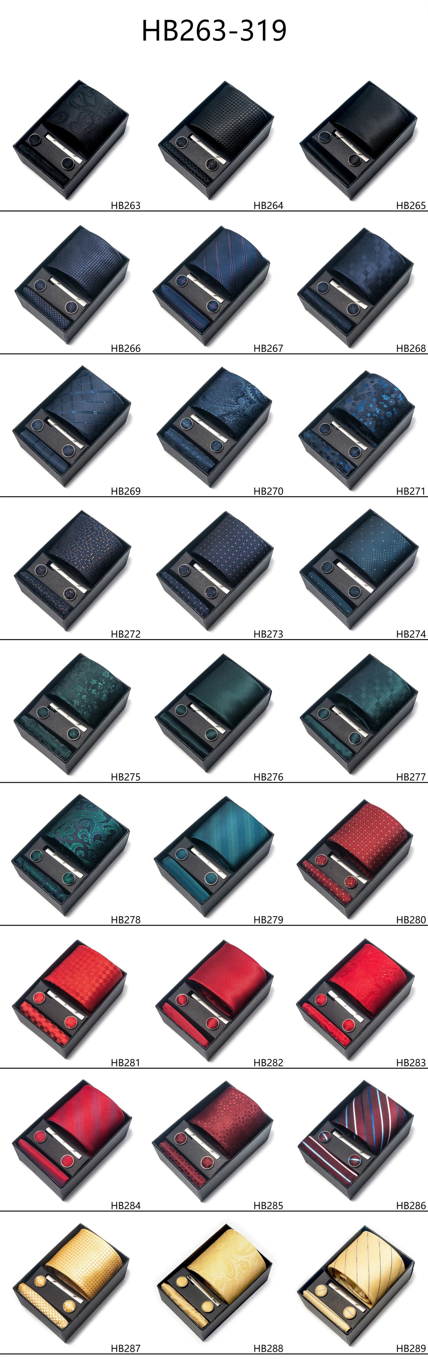 Luxury Brand 8 cm Tie Handkerchief Cufflink Clip Set For Men Wedding Gravata Suit Accessories Holiday Gift Box