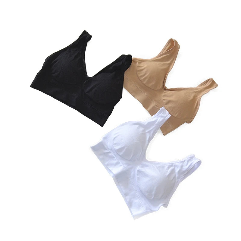 Women Wireless Sports Bra Fitness Running Vest Gym Workout Underwear Padded Tops Bralette Breathable Brassiere Push Up Bras