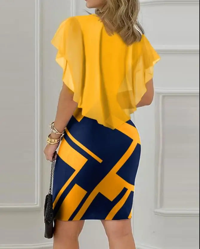 Elegant Evening Party Dresses for Women Sexy Cloak Sleeve Contrast Sequin Slit Bodycon Dress New Fashion 2023 Casual Female