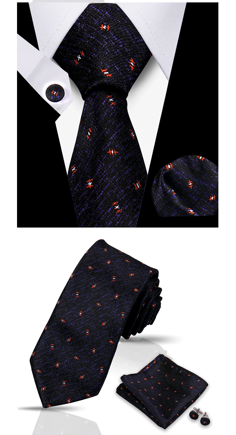 Tie For Men Classic Plaid Handkerchiefs Red Necktie Cufflinks For Men Blouse Business Wedding Accessories Women Collar Man Gift