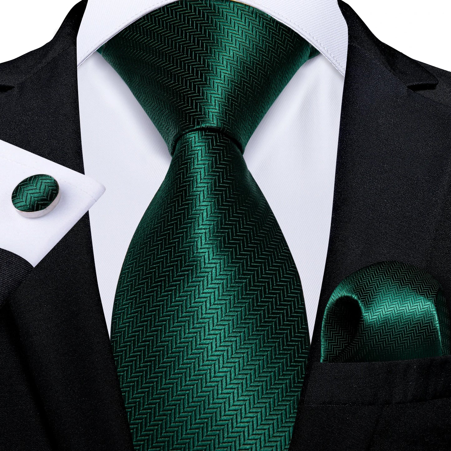 Men's Ties Solid Pink Blue Green Purple Wedding Party Accessories Groom Necktie Handkerchief Cufflinks Gift for Husband