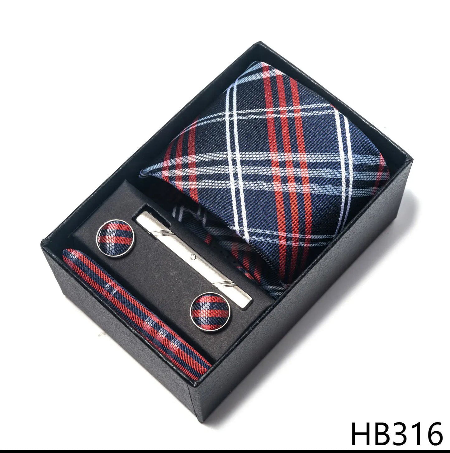 Luxury Brand 8 cm Tie Handkerchief Cufflink Clip Set For Men Wedding Gravata Suit Accessories Holiday Gift Box
