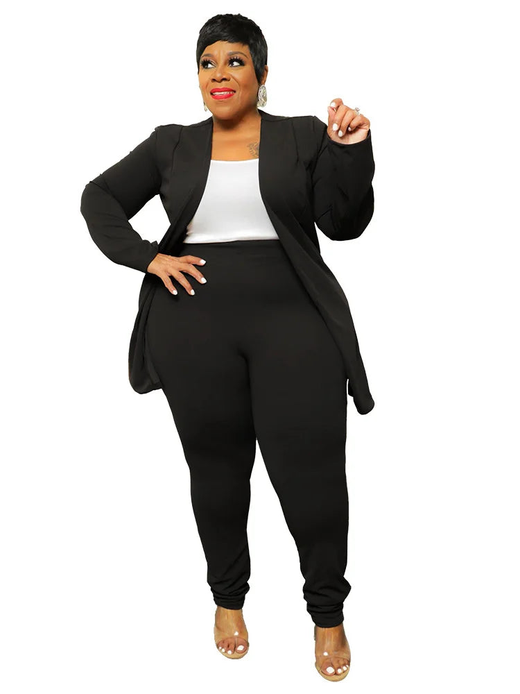 Wmstar Plus Size Two Piece Outfits Women Matching Suit Solid Top Leggings Pants Sets Casual Fall Winter
