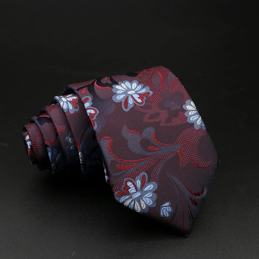 New Style Fashion Jacquard Floral Paisley Necktie Polyester Male Narrow Red Blue Tie Suit Shirt Gift For Men Accessory Gravatas