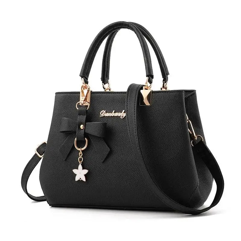 Elegant Women Messenger Bags With Flower Pendant Office Ladies Totes Pure Handbag For Female Crossbody Shoulder Bags