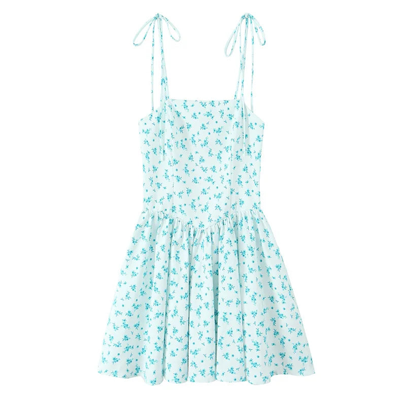 Women's Dresses Spring 2025 New Floral Print Mini Dress Sexy Suspenders Fresh and Sweet Girl Summer Mint Cool 4661382