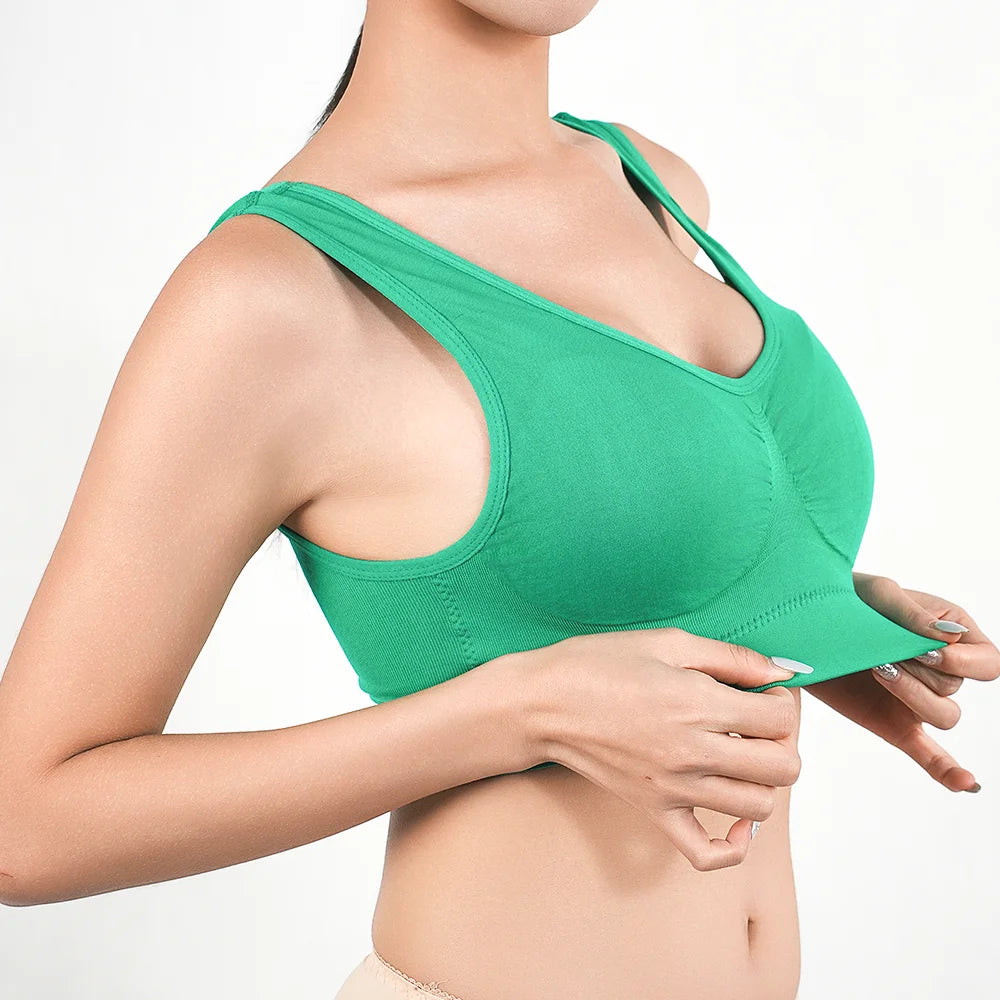 Women Large Seamless Bras Push Up Sports Top Female Breathable Brassiere Unwired Active Padded Bra Crop Top Gym Runing Yoga Vest
