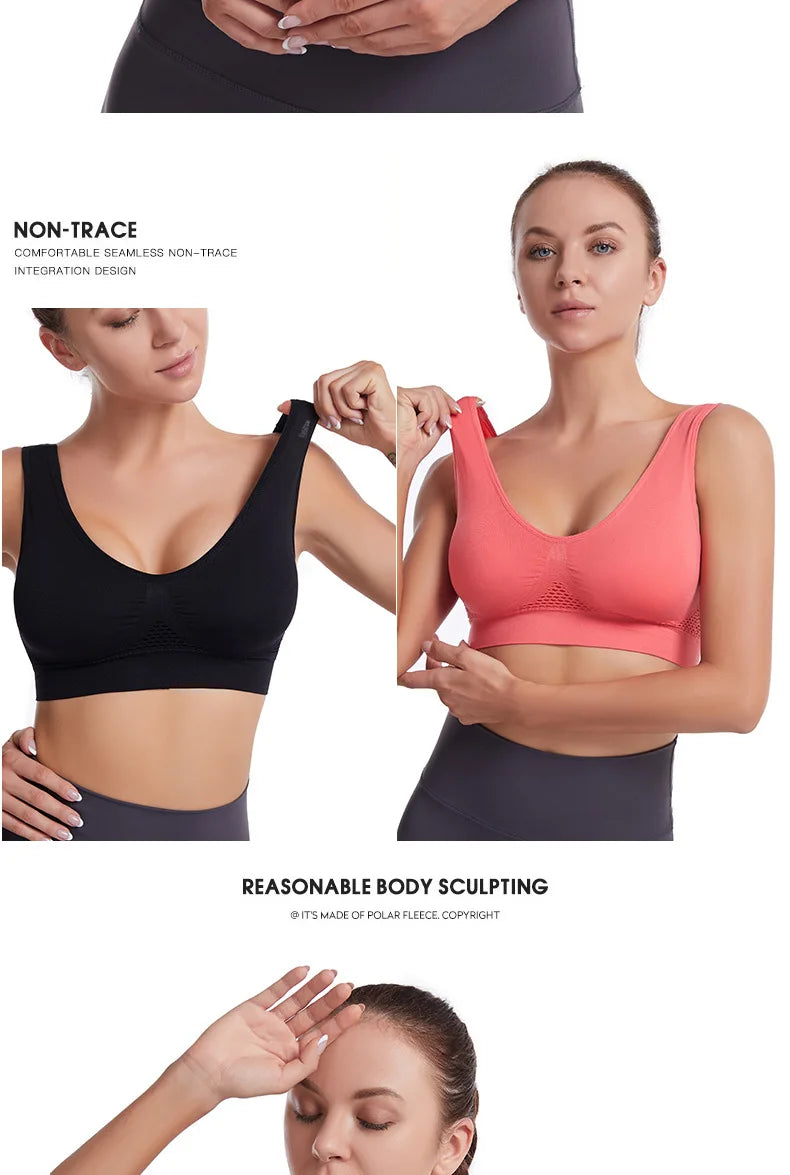 S-7XL Plus Size Grid Air Holes Bra sports without underwire Women's Underwear Shock-proof Yoga Running Brassiere Hollow out Vest