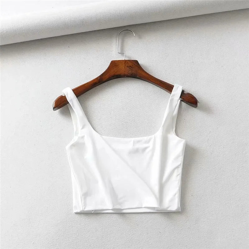 Hot Sale Summer Women Sexy Sleeveless Tops Fashion Short Square Collar Tank Tops 4 Colors