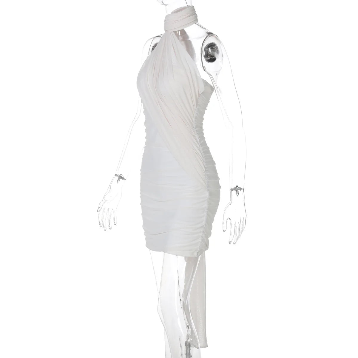 Tuularose Party Gathering Mini Dress Summer Sleeveless Backless Fluttering Mesh Dress Women's Sexy Fashion Wrap Mini Dresses