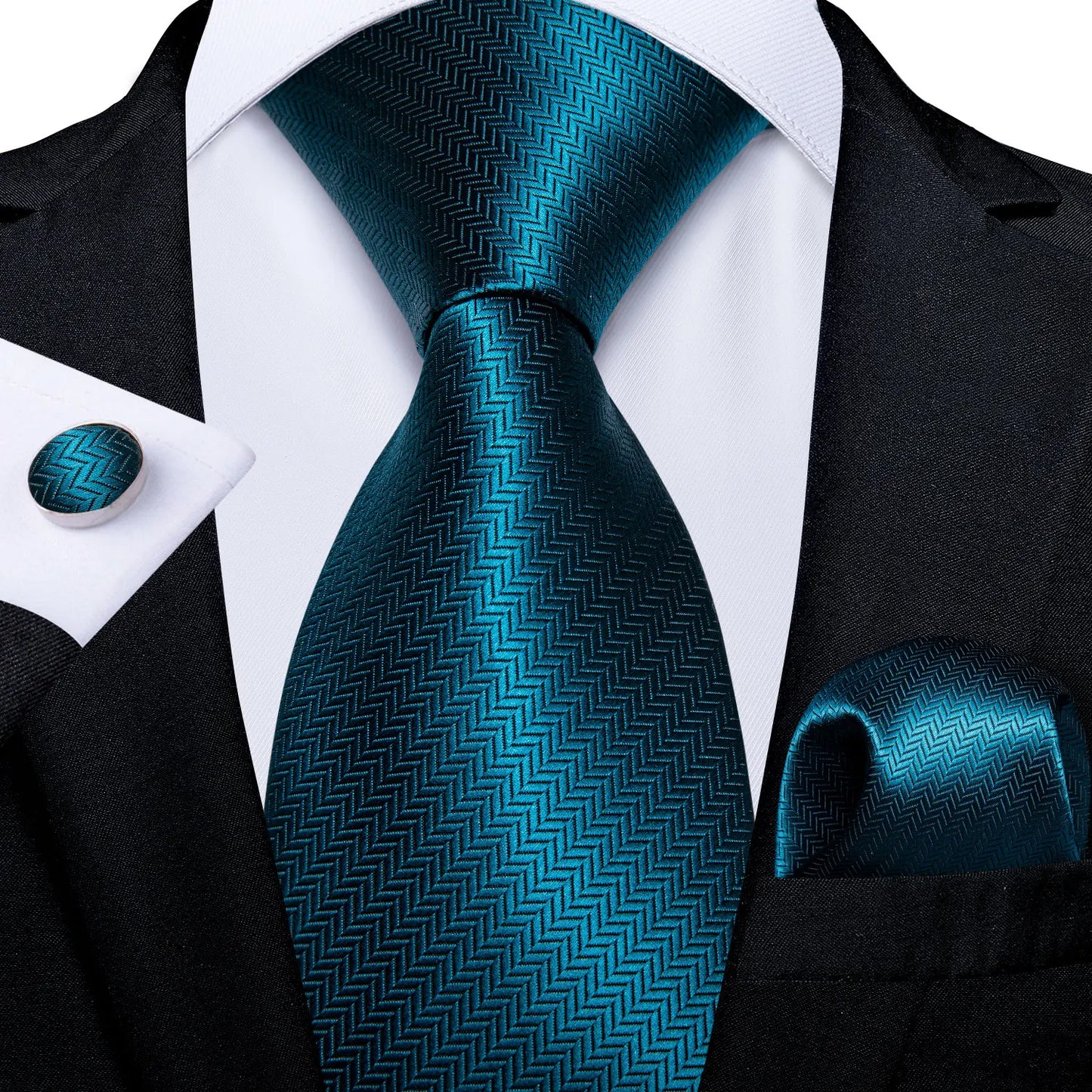 Men's Ties Solid Pink Blue Green Purple Wedding Party Accessories Groom Necktie Handkerchief Cufflinks Gift for Husband