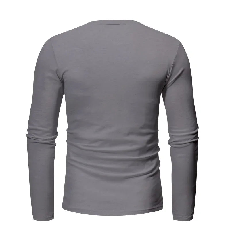 Cross-border Spring and Autumn Clothing European and American Men's T-Shirt Long-sleeved Men's Base Henry Shirt