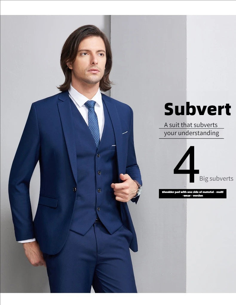 Suit For Men Elegant Wedding 3 Pieces 2 Sets Blazers Full Jackets Vest Pants Formal Fashion Luxury Coats 2025 Classic Costume