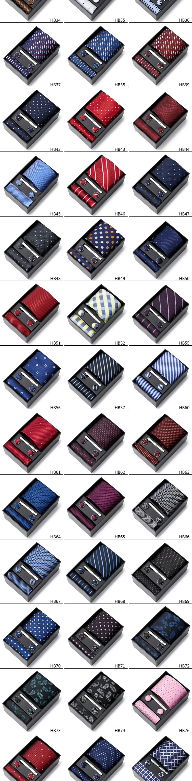 Tie Handkerchief Cufflink Set For Men Necktie Holiday Gift Box Blue Gold Suit Accessories Slim Wedding Gravatas