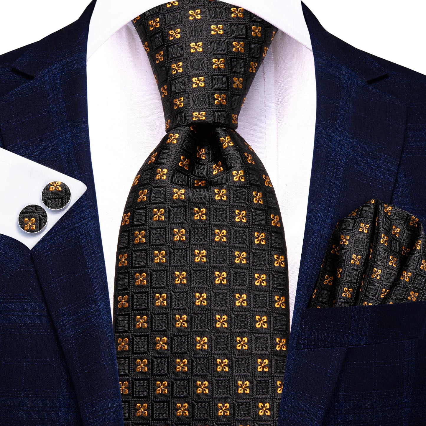 Hi-Tie Blue Business Solid 100% Silk Men's Tie NeckTie 8.5cm Ties for Men Formal Luxury Wedding High Quality Gravata