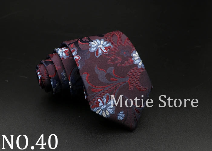 New Style Fashion Jacquard Floral Paisley Necktie Polyester Male Narrow Red Blue Tie Suit Shirt Gift For Men Accessory Gravatas