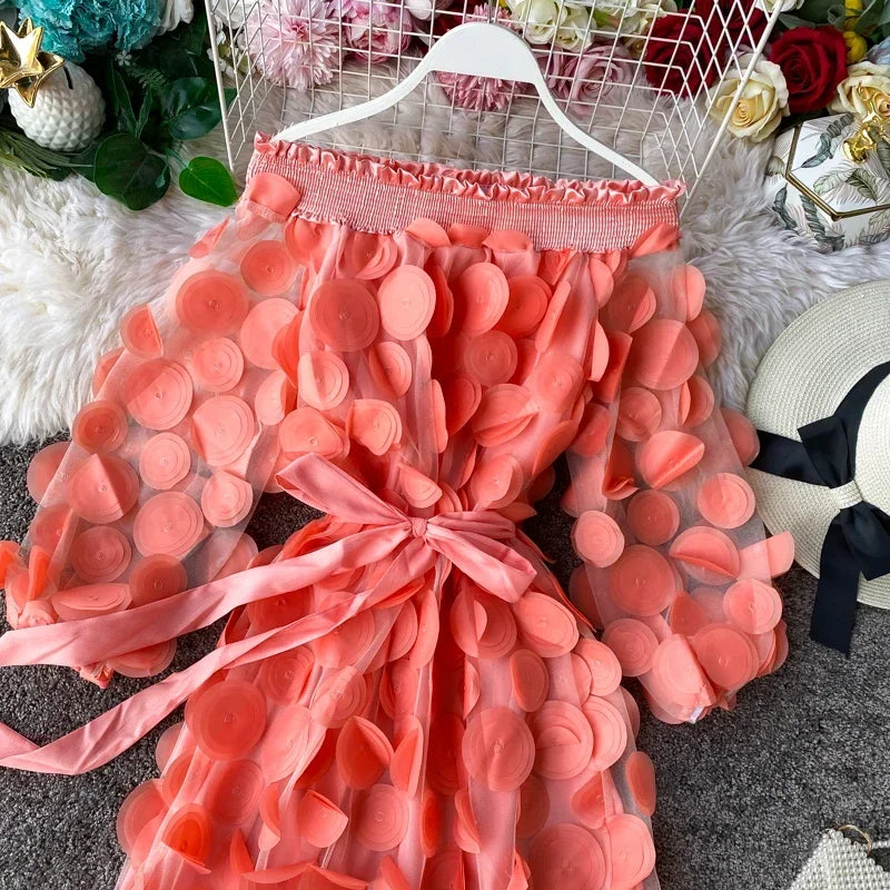 2024 Spring Sexy off shoulder dresses bandage short Dress summer flower Party casual Women beach holiday a-line elegant dress
