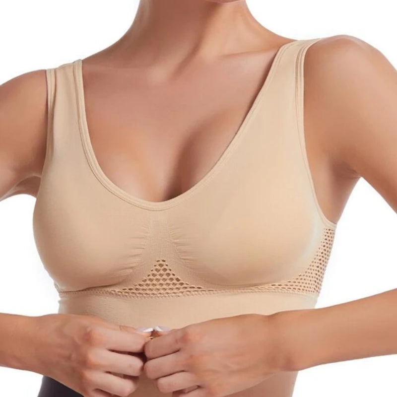 S-7XL Plus Size Grid Air Holes Bra sports without underwire Women's Underwear Shock-proof Yoga Running Brassiere Hollow out Vest