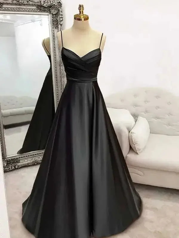 Spring and Summer New Evening Dress Women's Strap Sexy Party Birthday Banquet Evening Dress Temperament Long Satin Dress 2025