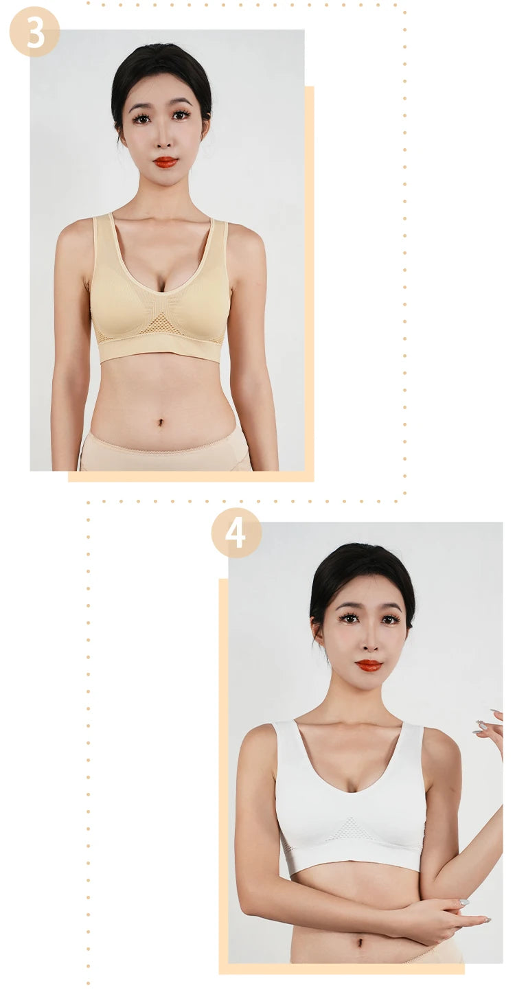 Women Large Sports Bra No Steel Ring Seamless Bra Anti Sagging Gathering Bralette Pad Gym Runing Bras Yoga Vest Underwear S-6XL