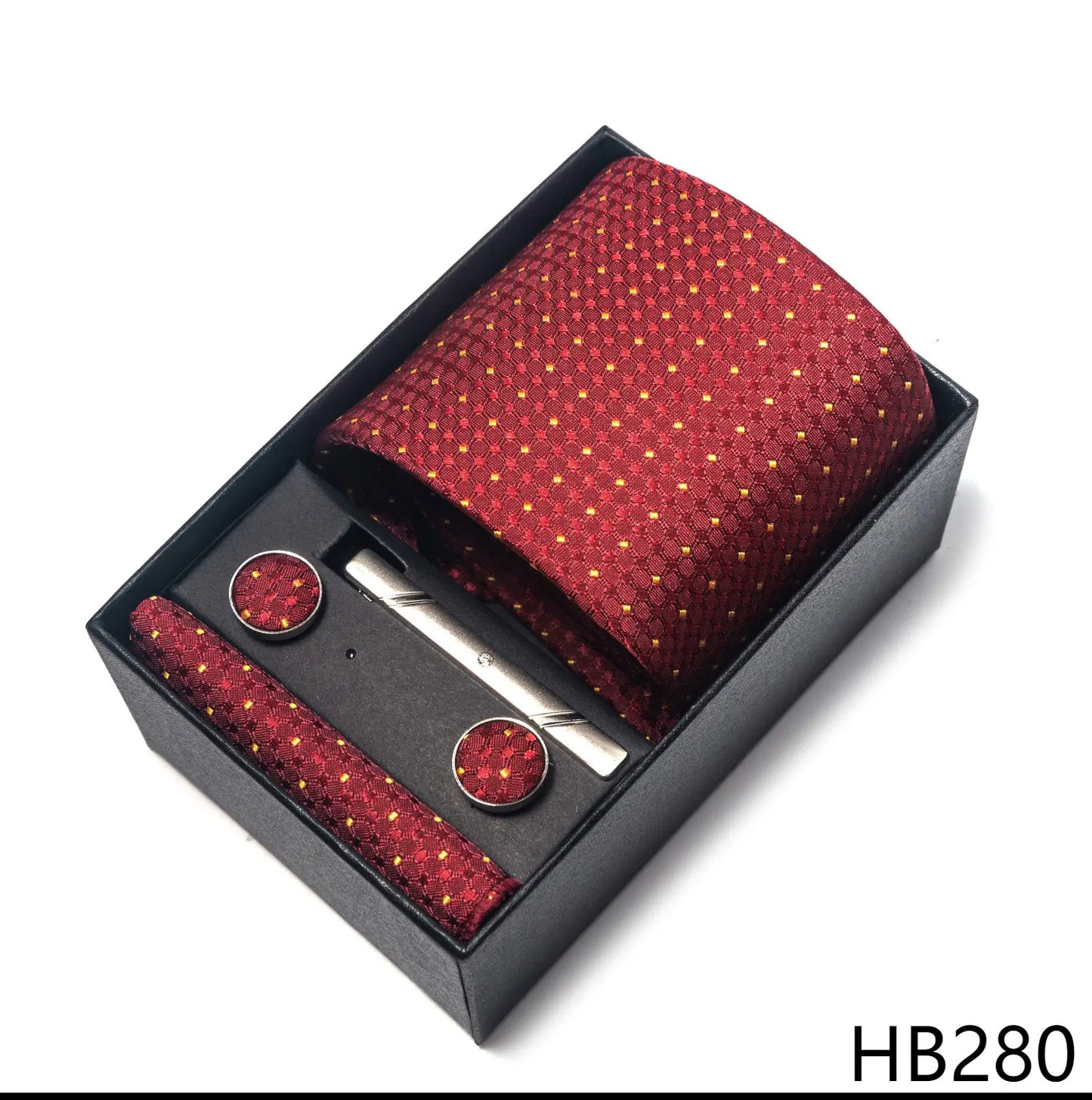 Luxury Brand 8 cm Tie Handkerchief Cufflink Clip Set For Men Wedding Gravata Suit Accessories Holiday Gift Box