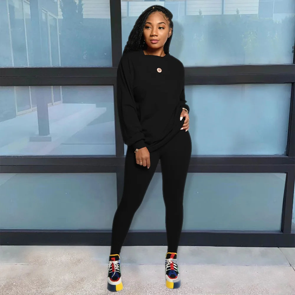 two piece set women 2 piece set stacked leggings clothes for women outfits stacked pants tracksuit female fall clothes 2024