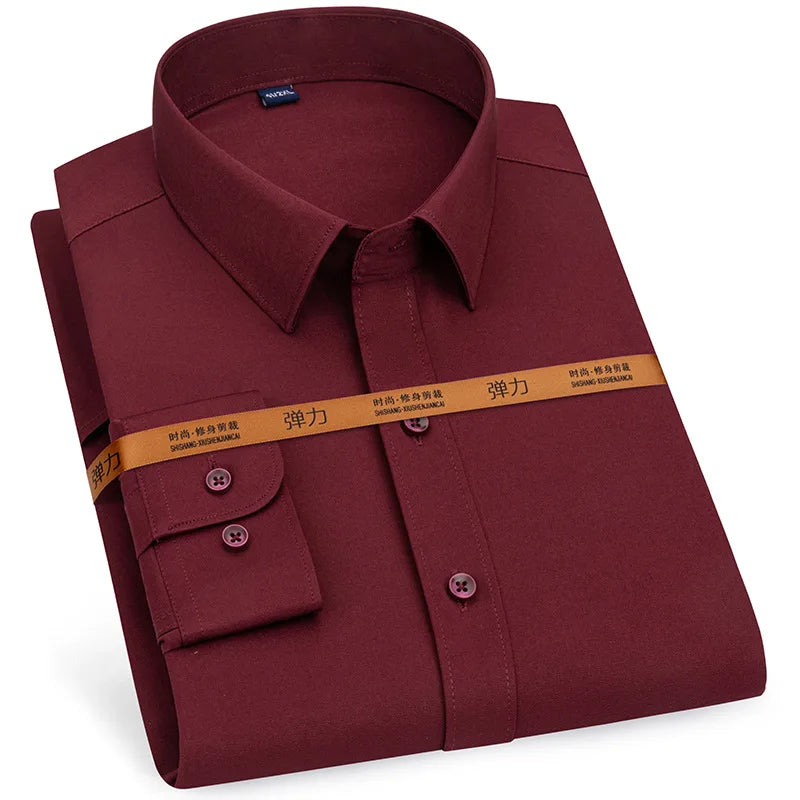 Men's dress shirt long sleeve thin spring and autumn work clothes business casual free ironing breathable slim fashion