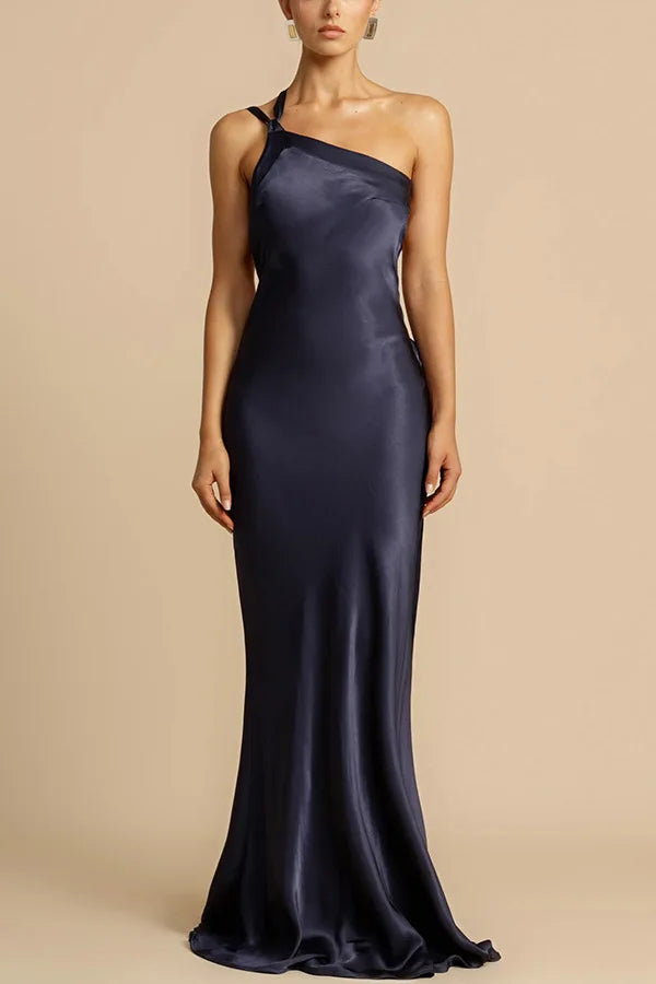 Spring Summer Slim Off Shoulder Evening Dresses Women Solid Color Slant Collar Backless Package Hip Bodycon Party Dress Female