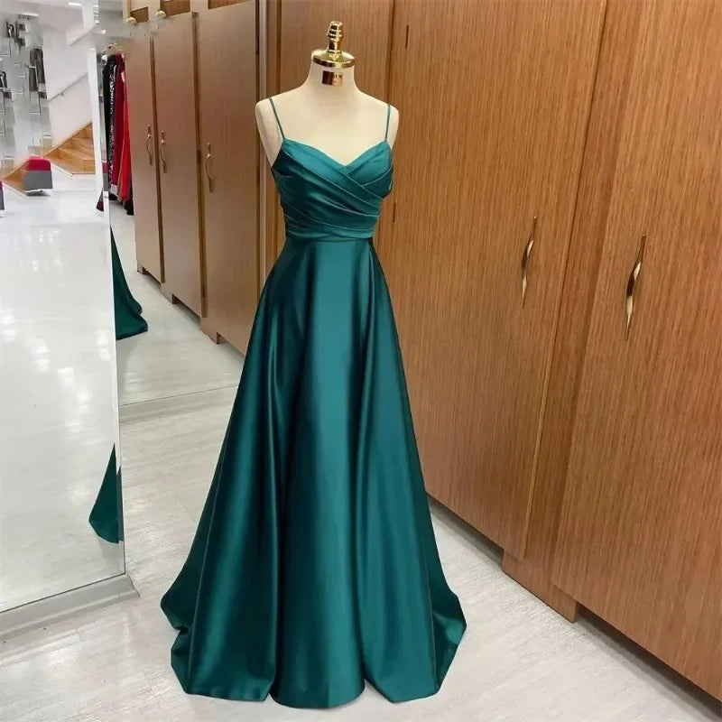 Spring and Summer New Evening Dress Women's Strap Sexy Party Birthday Banquet Evening Dress Temperament Long Satin Dress 2025