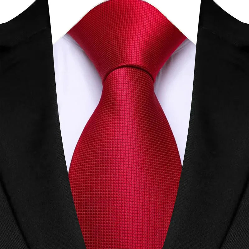 Luxury 8CM Mens Necktie Red Color Solid Stripes Paisley Ties For Man Groom Jacquard Woven Neck Tie For Business Wedding Party