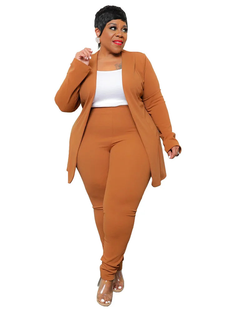 Wmstar Plus Size Two Piece Outfits Women Matching Suit Solid Top Leggings Pants Sets Casual Fall Winter
