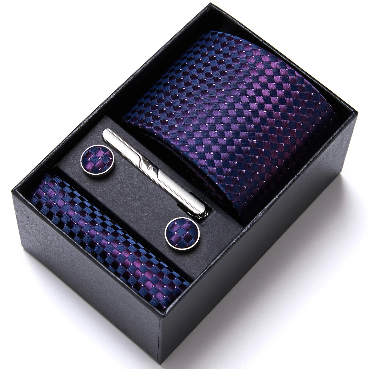 Jacquard Fashion Brand Tie Pocket Squares Set For Men Tie Handkerchief Cufflink Necktie Gift Box Fit Wedding Holiday Workplace