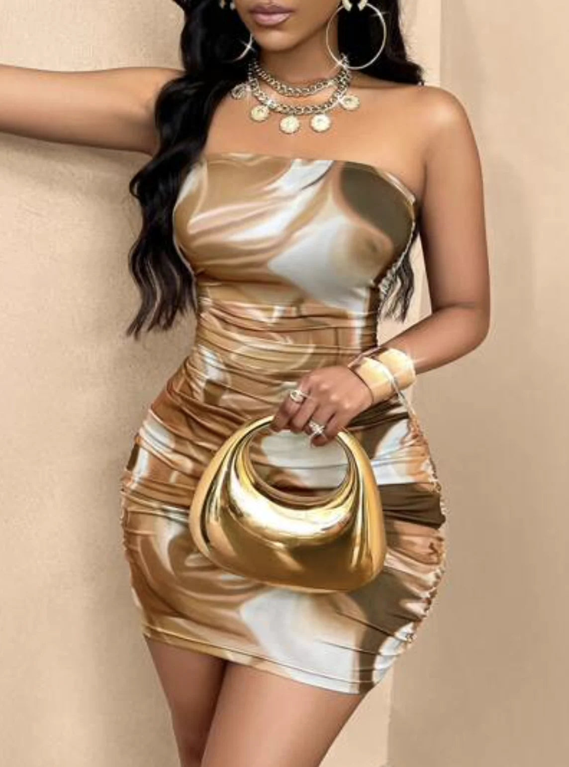 European and American spring and summer new sexy halter neck digital print full-length dress fashion slim dress women's dress