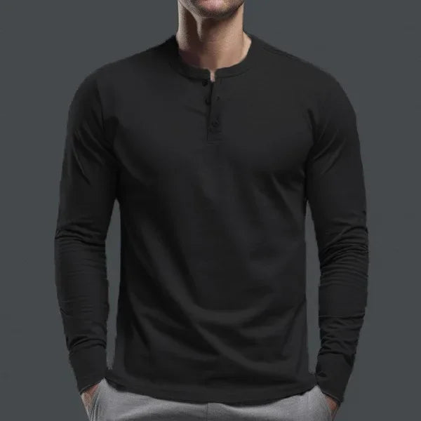 Cross-border Spring and Autumn Clothing European and American Men's T-Shirt Long-sleeved Men's Base Henry Shirt