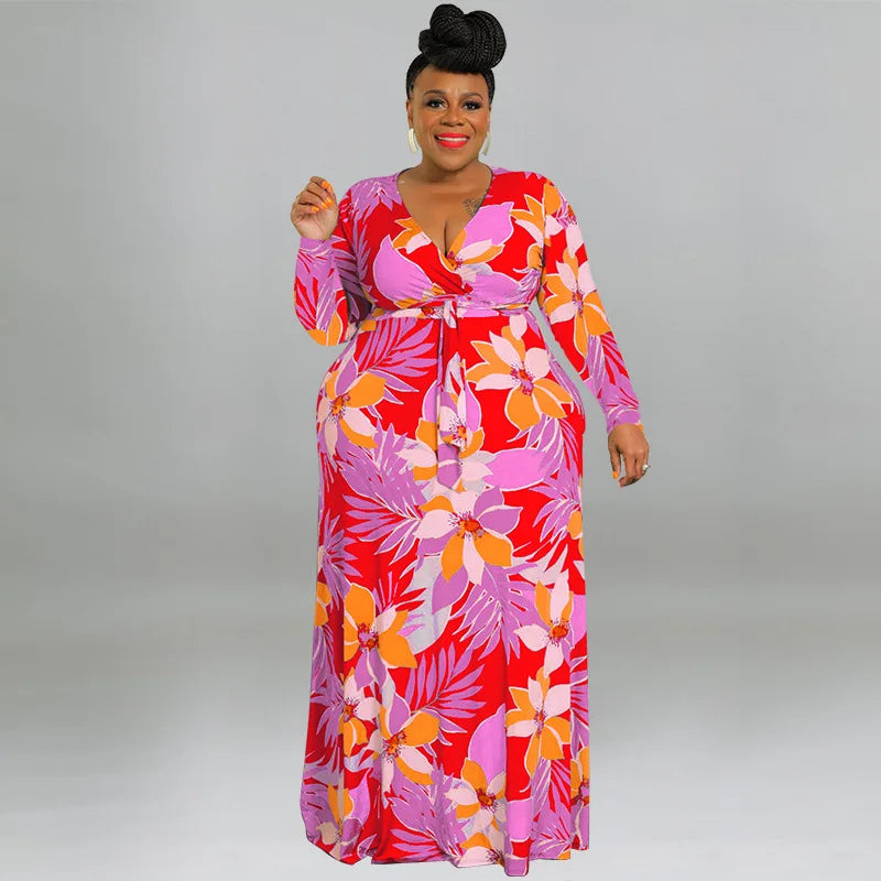 XL-5XL Plus Size Clothes Dresses Women Robes Summer Spring Long Sleeve Street Style Casual 3XL 4XL Big Size Maxi Dress Oversize