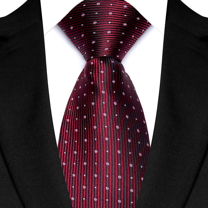 Luxury 8CM Mens Ties Polka Dot Necktie Formal Classic Business Necktie Jacquard Woven Neck ties For Men Groom Wedding Party
