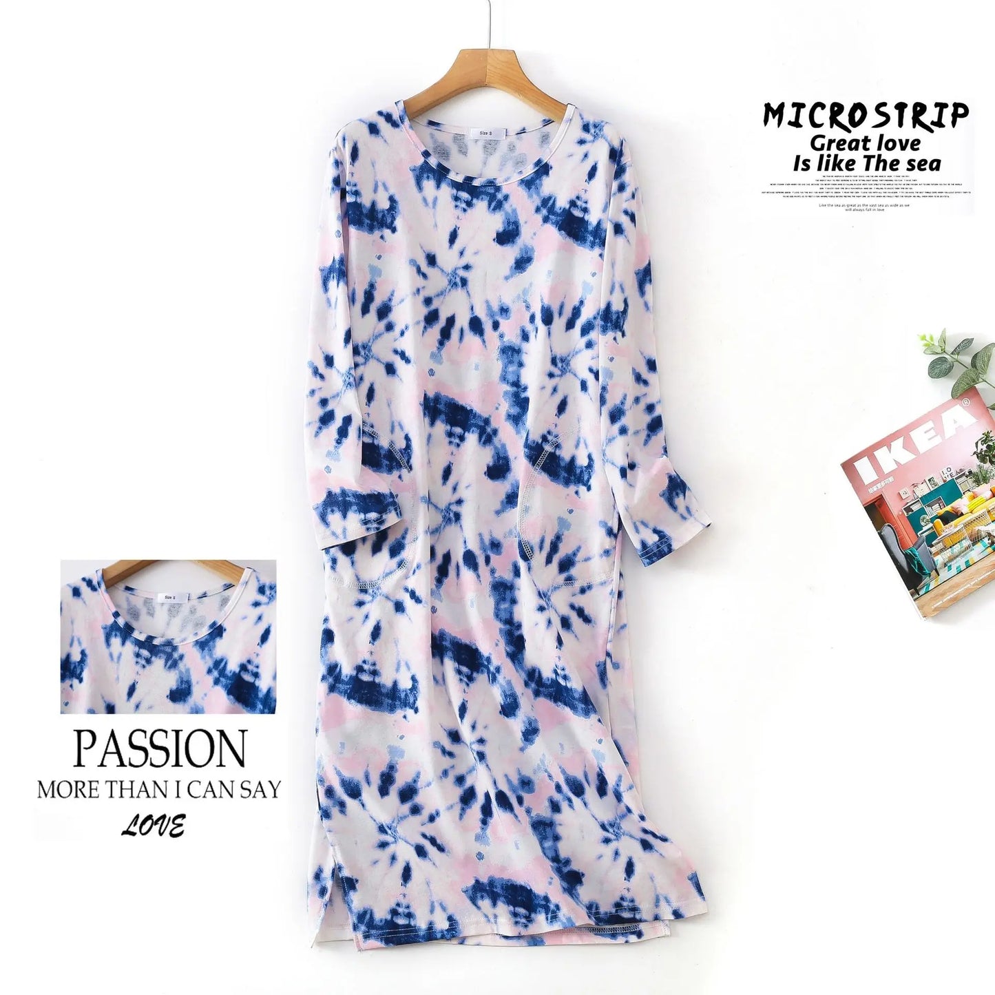 Spring Autumn Female Casual Loose Cartoon Night Dress Ladies 100% Cotton Nightgown Women Long Sleeve Sleepshirts Home Dress
