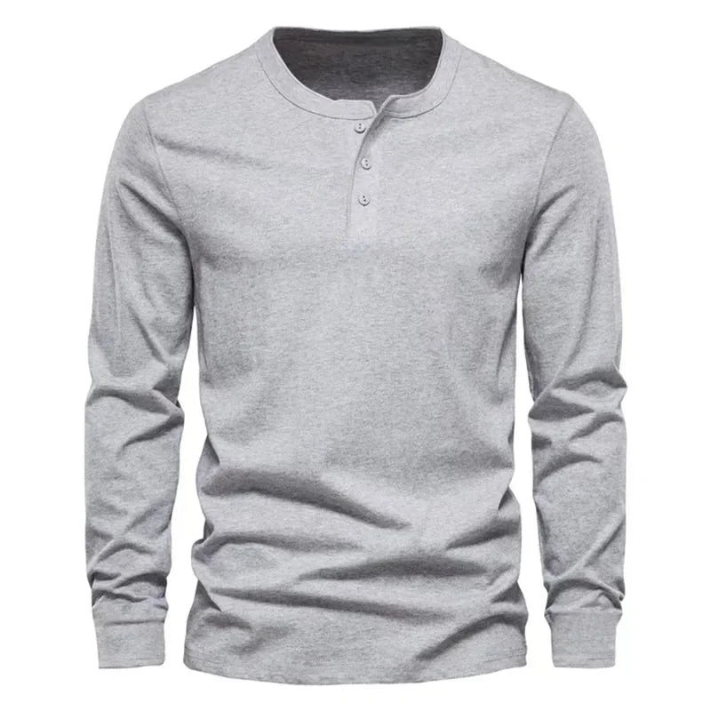 Cross-border Spring and Autumn Clothing European and American Men's T-Shirt Long-sleeved Men's Base Henry Shirt