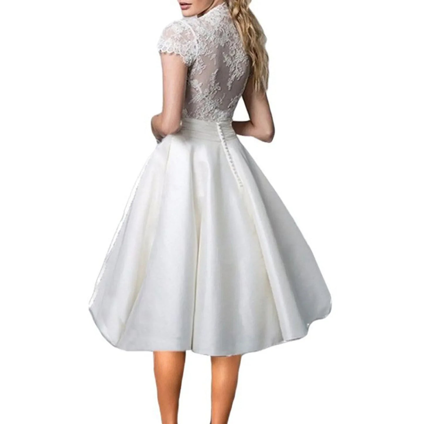 Spring Summer White Dresses For Women Fashion Lace Patchwork V Neck Party A Line Dress Elegant Formal Evening Dresses