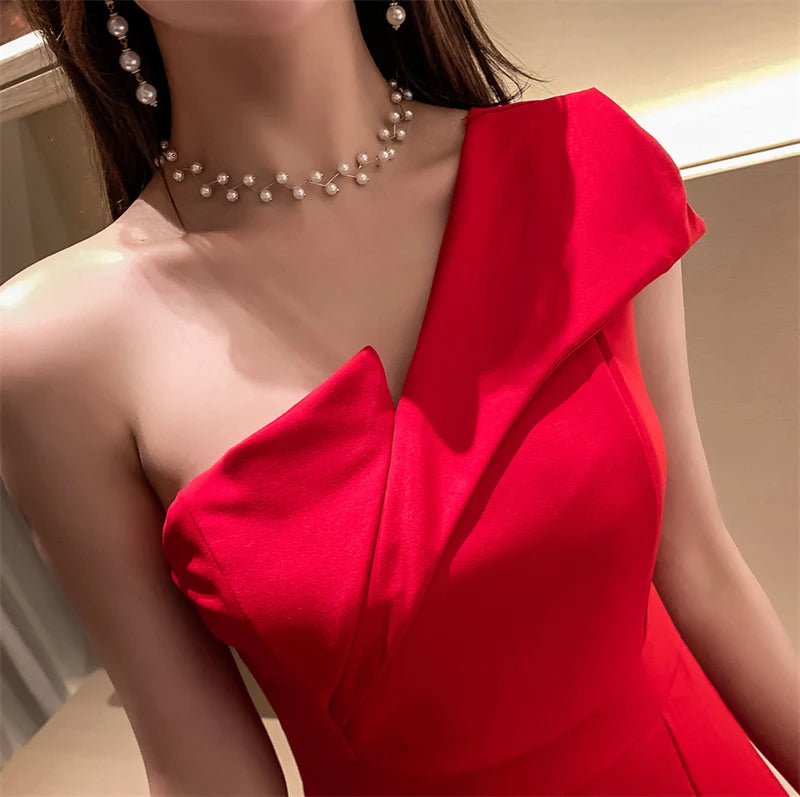 Spring Women Red Evening Party Dresses Short Sleeve V Neck Fit And Flare Long Maxi Summer Dress Lady Prom Gown Robe Longue Femme