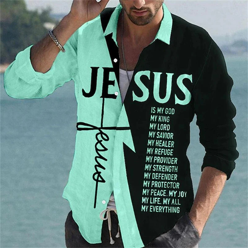 2024 Fashion Men's Elegant Shirt Spotted 3D Printed Lapel Button Up Classic Long Sleeve Shirt Temperament Men's Partywear
