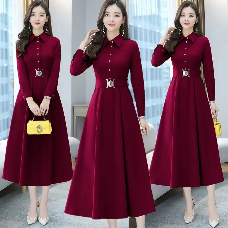 Spring Autumn Women New dignified and atmospheric Dress Mom's Skirt 2025 Top selling High end Elegance Long sleeved Bottom Skirt